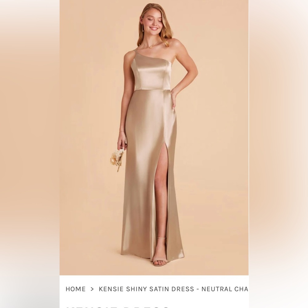 Birdy Grey KENSIE DRESS SHINY SATIN NEUTRAL CHAMPAGNE - size medium